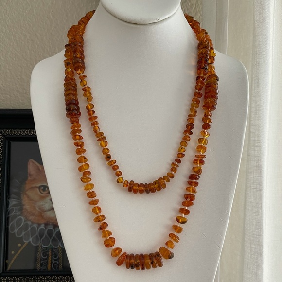 Genuine natural unheated Baltic honey amber long heavy necklace - Picture 8 of 13